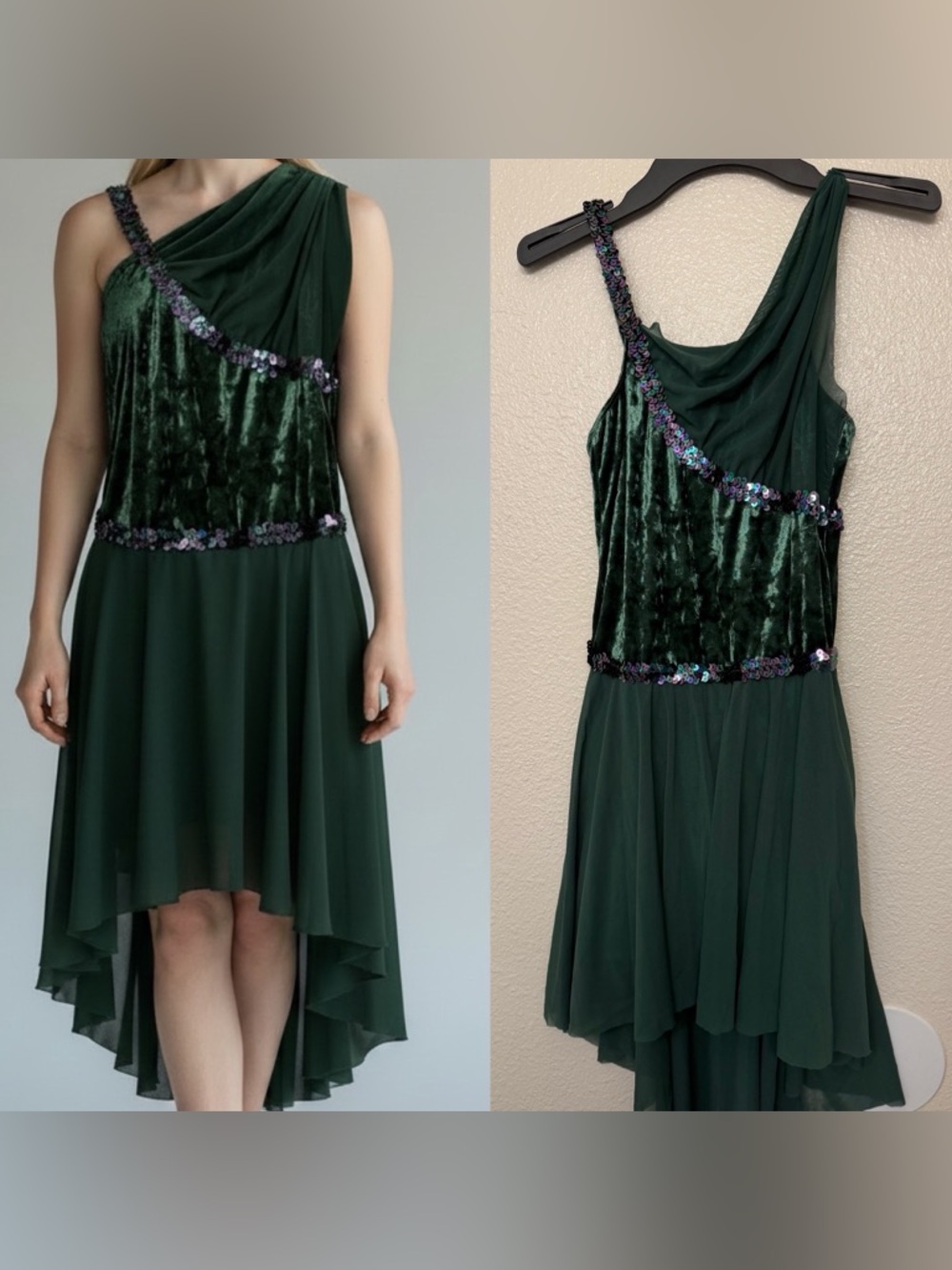 Revolution Dance Costume dress green sequin velvet RC16891 SA-Small adult